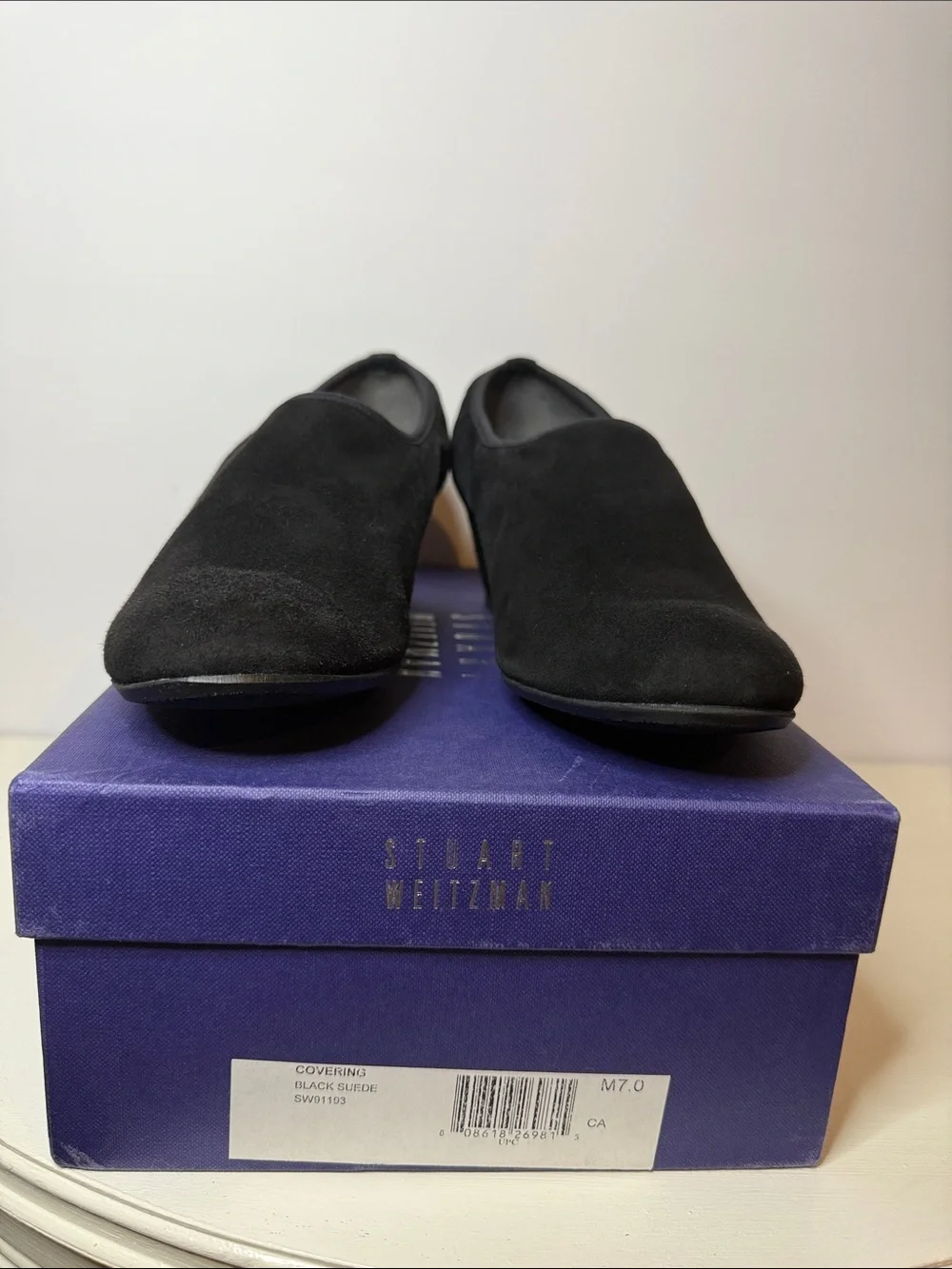 Stuart Weitzman Black Suede Sculpted Wedge Shoes Size 7